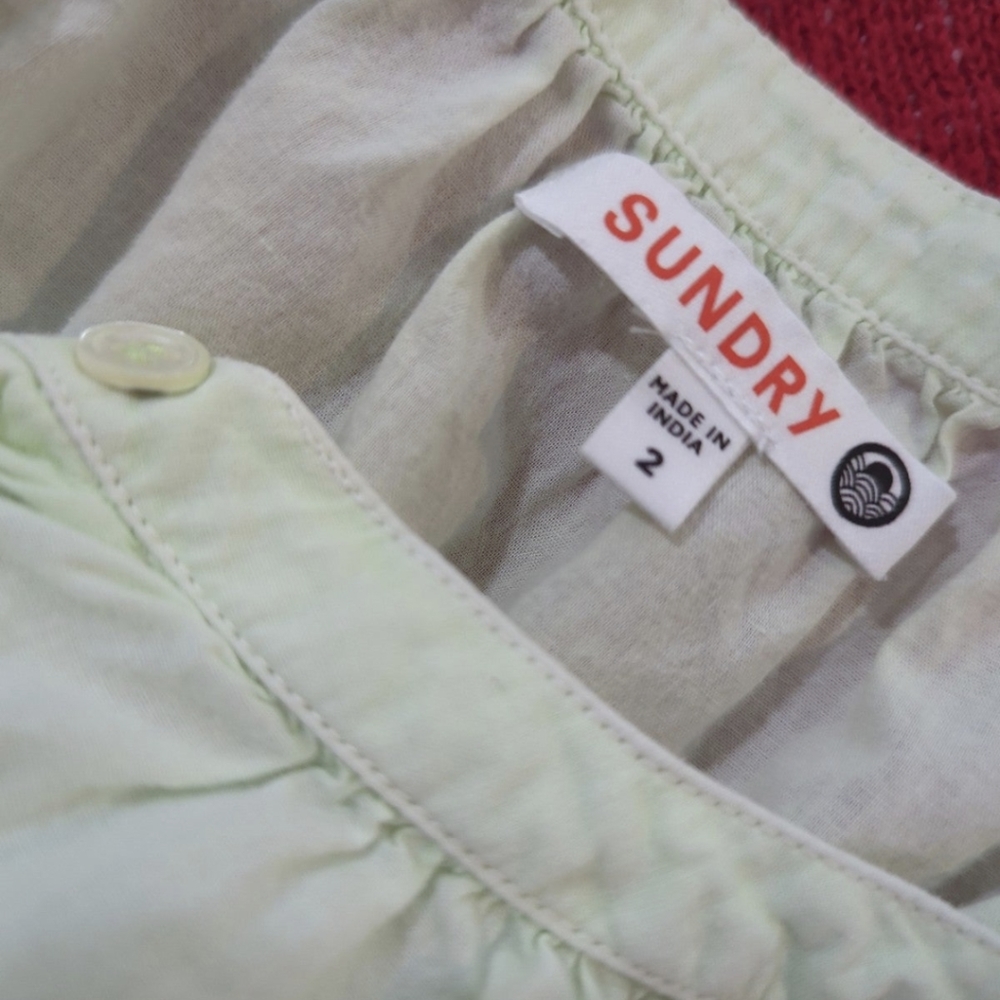 SunDry Puff Sleeve Button Down Shirt Blouse - Picture 2 of 4